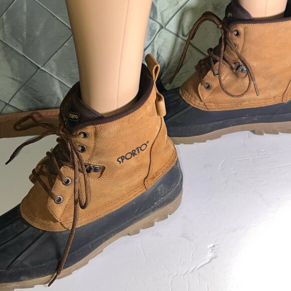 Women's Original Sporto Navy/ Leather Thermolite Insulated Duck Boots Sz 11 GS5 - Picture 5 of 8